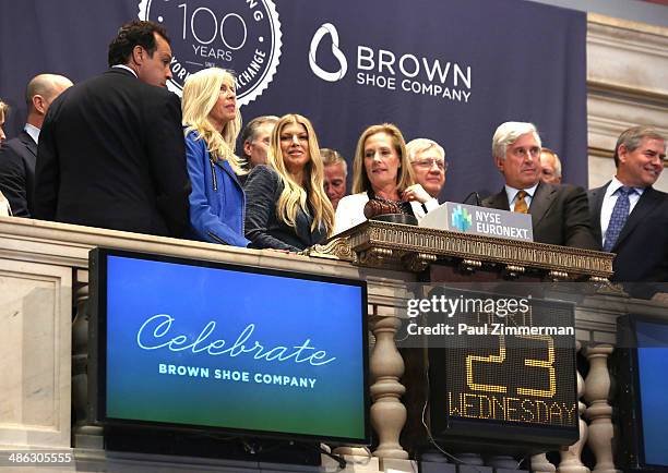 Singer Fergie and Brown Shoe Company CEO Diane Sullivan ring the closing bell as Brown Shoe Company Celebrates 100 Years of Listing at the New York...