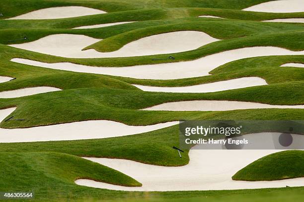 General view of the bunkers beside the second fairway on day one of the M2M Russian Open at Skolkovo Golf Club on September 3, 2015 in Moscow, Russia.