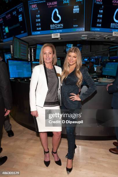 Brown Shoe Company CEO, president and chairman Diane Sullivan and Fergie celebrate Brown Shoe Company's 100 Years Of Listing at the New York Stock...