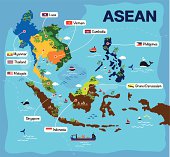 Cartoon map of asean