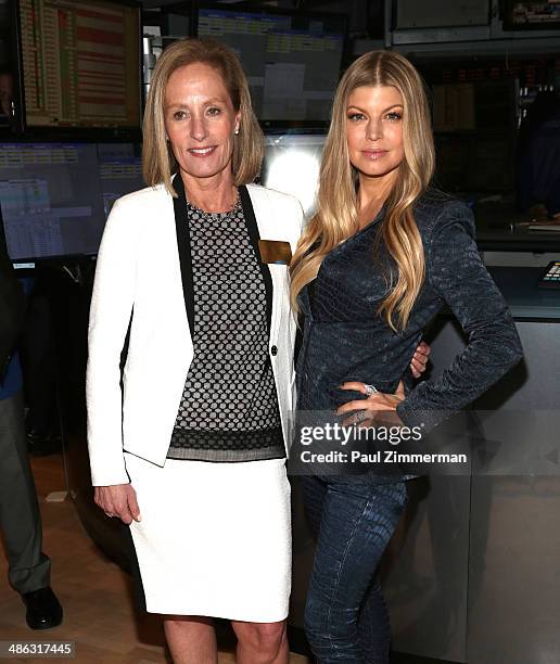 Brown Shoe Company CEO Diane Sullivan and Fergie ring the closing bell as Brown Shoe Company Celebrates 100 Years of Listing at the New York Stock...