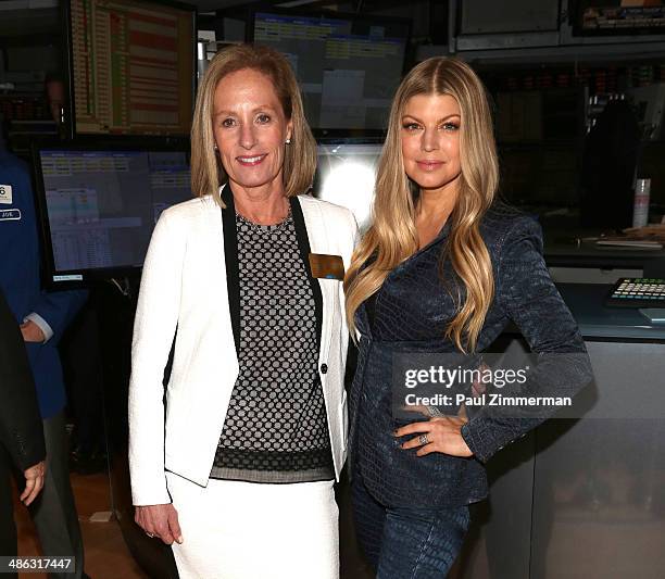 Brown Shoe Company CEO Diane Sullivan and Fergie ring the closing bell as Brown Shoe Company Celebrates 100 Years of Listing at the New York Stock...