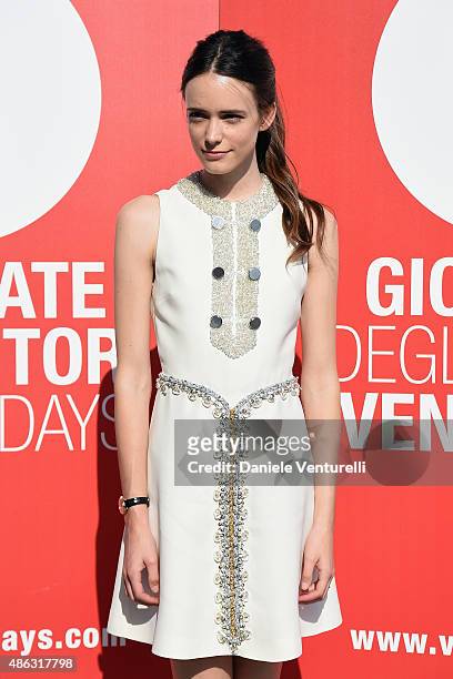 Stacy Martin attends a photocall for 'Women's Tales' during the 72nd Venice Film Festival on September 3, 2015 in Venice, Italy.