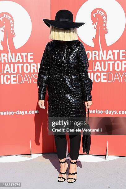 Sia attends a photocall for 'Women's Tales' during the 72nd Venice Film Festival on September 3, 2015 in Venice, Italy.