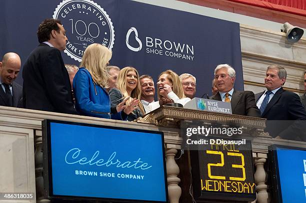 Fergie and Brown Shoe Company CEO, president and chairman Diane Sullivan celebrate Brown Shoe Company's 100 Years Of Listing at the New York Stock...