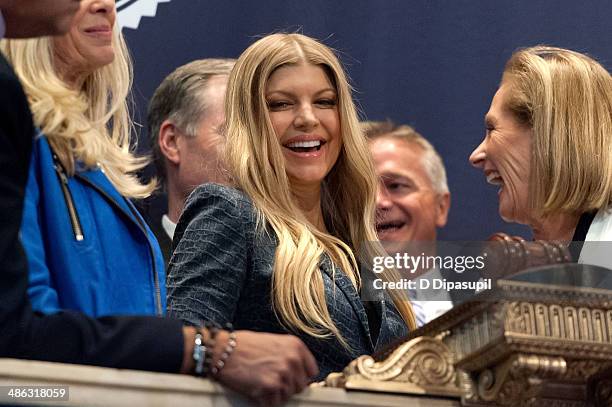 Fergie and Brown Shoe Company CEO, president and chairman Diane Sullivan celebrate Brown Shoe Company's 100 Years Of Listing at the New York Stock...