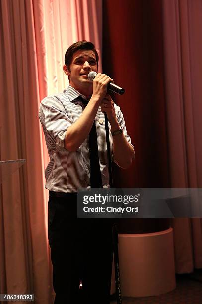 Actor Jeremy Jordan performs at the TrevorLIVE NY 2014 Kickoff Party presented by Kimpton Hotel & Restaurants on April 23, 2014 in New York City.