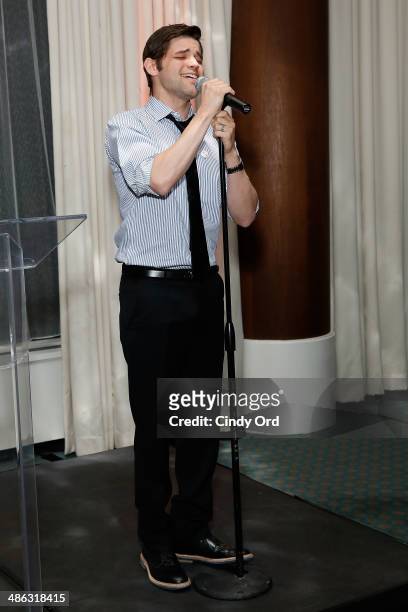 Actor Jeremy Jordan performs at the TrevorLIVE NY 2014 Kickoff Party presented by Kimpton Hotel & Restaurants on April 23, 2014 in New York City.