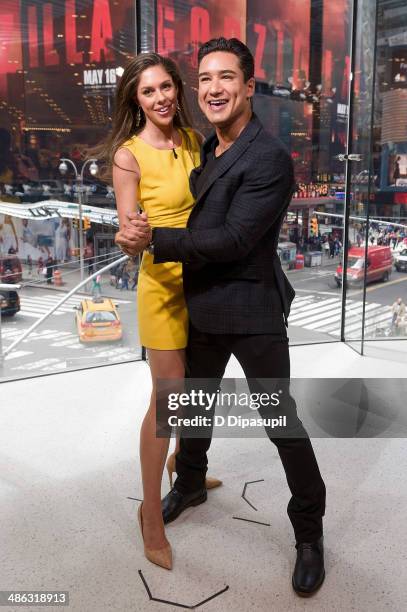 Mario Lopez interviews Abby Hunstman during her visit to "Extra" at their New York studios at H&M in Times Square on April 23, 2014 in New York City.