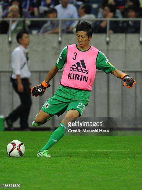Yuji Rokutan of Japan in action in warm up the 2018 FIFA World Cup Qualifier Round 2 - Group E match between Japan and Cambodia at Saitama Stadium on...