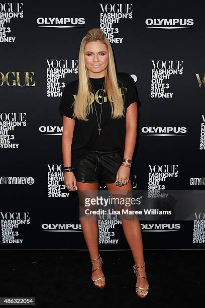 Alli Simpson arrives at the Vogue Fashion's Night Out on September 3, 2015 in Sydney, Australia.