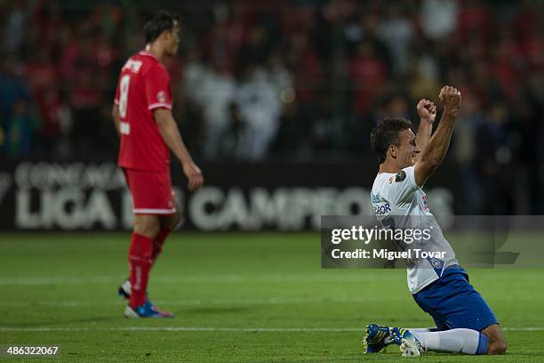 Emanuel Loeschbo of Cruz Azul celebrates after winning the leg 2 of the final match between Cruz Azul and Toluca as part of the CONCACAF Liga de...