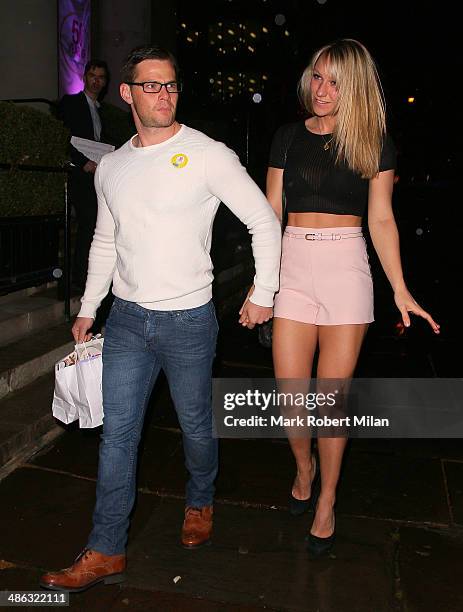 Danny Young and Chloe Madeley attending the Superdrug 50th Birthday celebration at One Marylebone on April 23, 2014 in London, England.