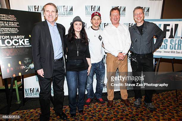 Peter Travers, Isil Bagdadi, Tom Hardy, Steven Knight and Mark Ehrenkranz attend the New York Film Critics Series screening of "Locke" at AMC Empire...