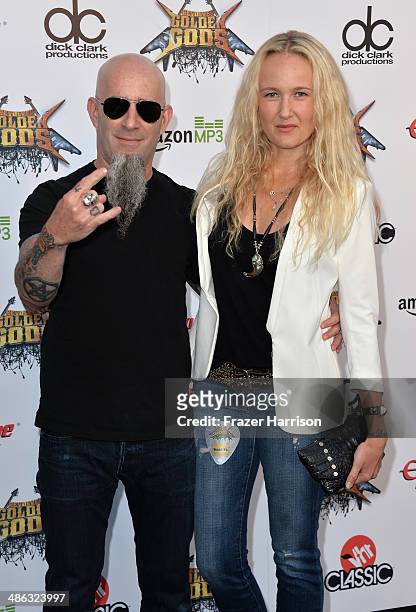 Musicians Scott Ian Rosenfeld and Pearl Aday attend the 6th Annual Revolver Golden Gods Award Show at Club Nokia on April 23, 2014 in Los Angeles,...