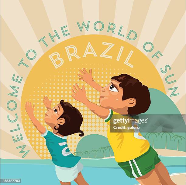 kids of  brazil - child palm of hand stock illustrations