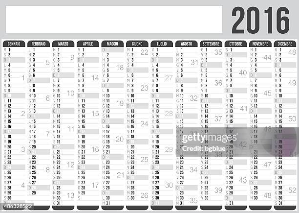 italienische kalender 2016 - fourniture de bureau stock-grafiken, -clipart, -cartoons und -symbole