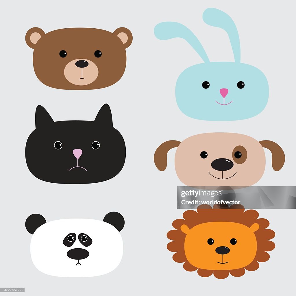 Animal Head Set Cartoon Bear Rabbit Cat Dog Panda Lion High-Res Vector Graphic - Getty Images Animal Head Set Cartoon Bear Rabbit Cat Dog Panda Lion High-Res Vector Graphic - Getty Images