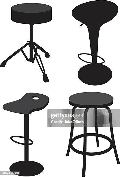 stockillustraties, clipart, cartoons en iconen met stool silhouettes 2 - kruk zitmeubels