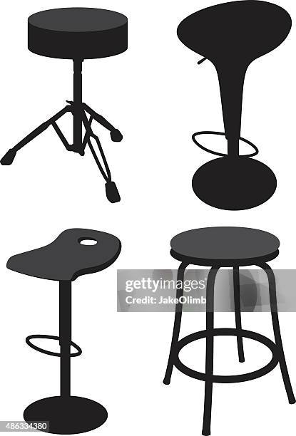stool silhouettes 2 - stool stock illustrations