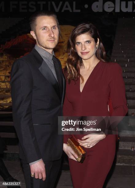 Artist Scott Campbell actress Lake Bell attends the Vanity Fair Party during the 2014 Tribeca Film Festival at The State Supreme Courthouse on April...