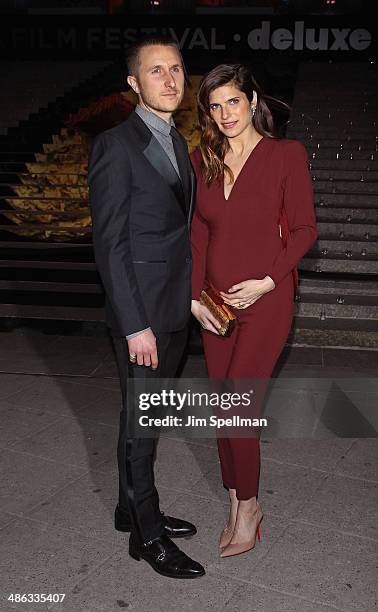 Artist Scott Campbell actress Lake Bell attend the Vanity Fair Party during the 2014 Tribeca Film Festival at The State Supreme Courthouse on April...