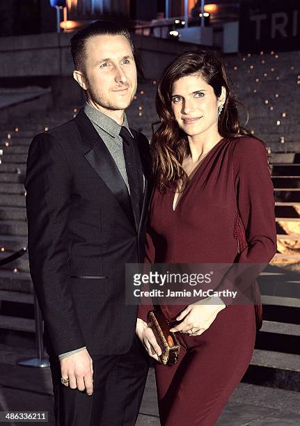 Scott Campbell and Lake Bell attend the Vanity Fair Party during the 2014 Tribeca Film Festival at the State Supreme Courthouse on April 23, 2014 in...