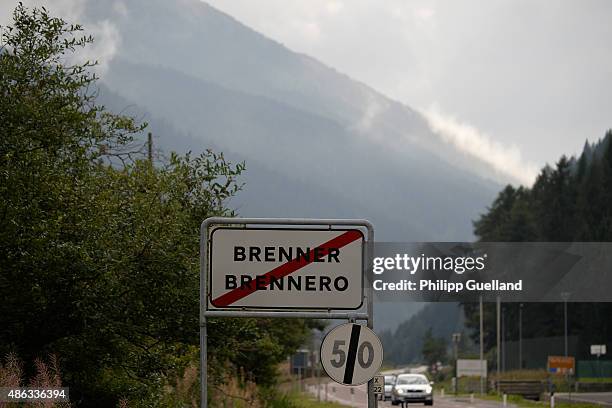 Sign indicates the Brennero city limits at the Brenner Pass on September 3, 2015 in Brennero, Italy. Italian police have announced they will soon...