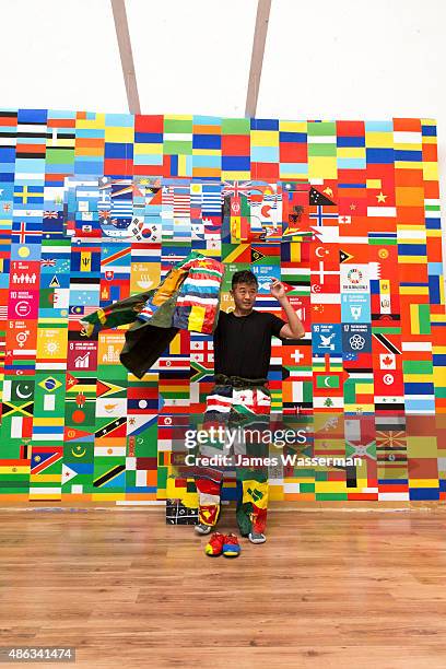 Liu Bolin creates art for the Global Goals campaign at Liu Bolin Studio August 28, 2015 in Beijing, China.