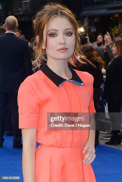 Emily Browning attends the UK Premiere of "Legend" at Odeon Leicester Square on September 3, 2015 in London, England.