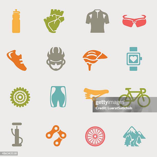 cycling farbe vielfalt icons/eps10 - fahrradsattel stock-grafiken, -clipart, -cartoons und -symbole