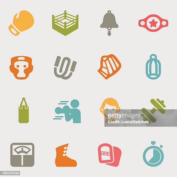 boxing color variation icons | eps10 - mens health 2015 awards stock illustrations
