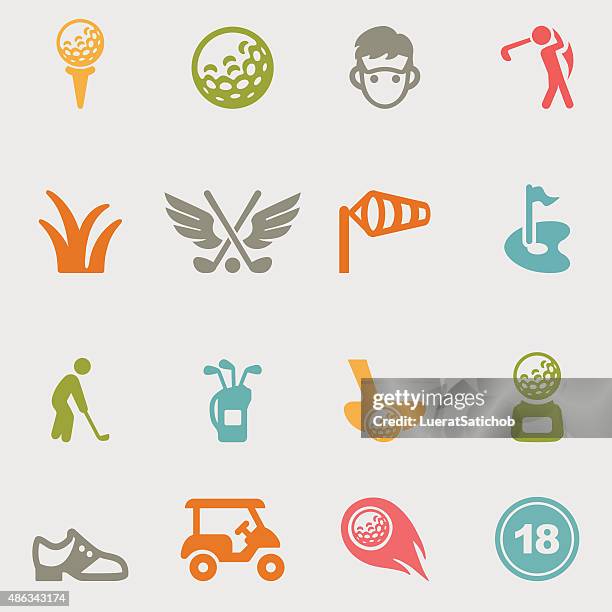 golf farbe vielfalt icons/eps10 - grass hut stock-grafiken, -clipart, -cartoons und -symbole