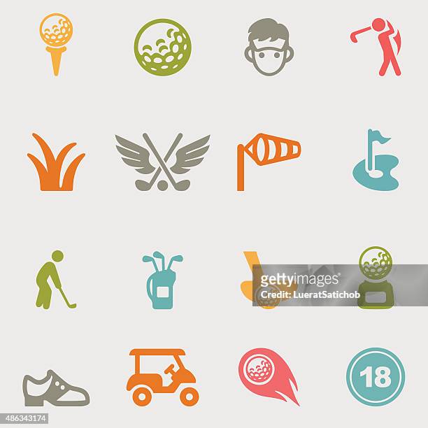 golf color variation icons | eps10 - teeing off stock illustrations