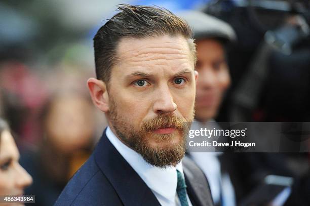 Tom Hardy attends the UK Premiere of "Legend" at Odeon Leicester Square on September 3, 2015 in London, England.