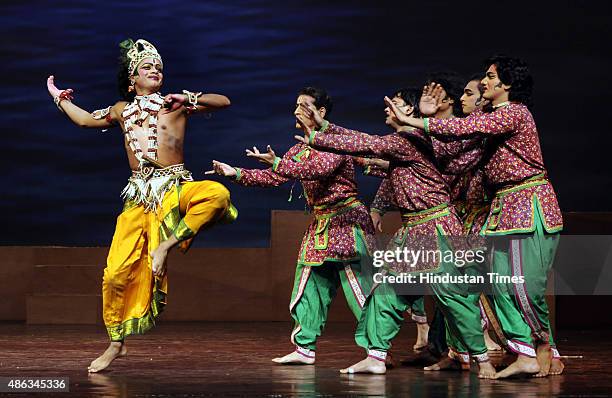 Artist perform a Dance Drama Krishna depicting Krishna Janam, Radha-Krishna Milan, Maan Lila, Raas Lila, Kansa Badh, Sudama Charitra at Shriram...