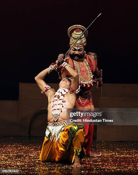 Artist perform a Dance Drama Krishna depicting Krishna Janam, Radha-Krishna Milan, Maan Lila, Raas Lila, Kansa Badh, Sudama Charitra at Shriram...