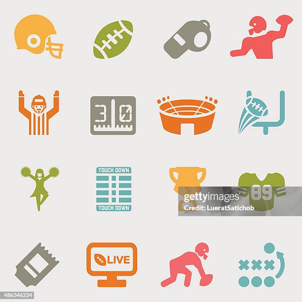 american football color variation icons | eps10 - american football ball stock illustrations