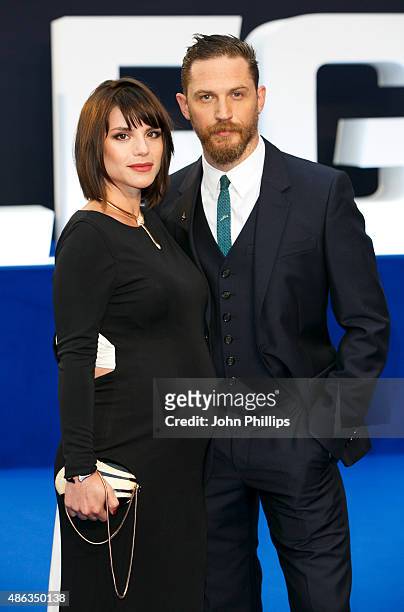 Tom Hardy and Charlotte Riley attend the UK Premiere of "Legend" at Odeon Leicester Square on September 3, 2015 in London, England.