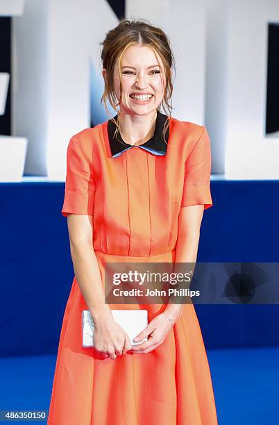 Emily Browning attends the UK Premiere of "Legend" at Odeon Leicester Square on September 3, 2015 in London, England.