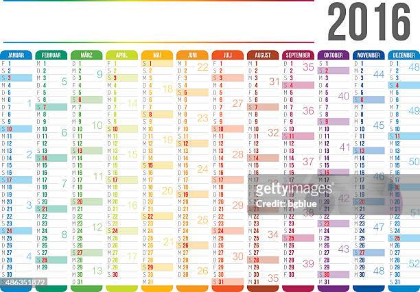 deutsche kalender 2016 - fourniture de bureau stock-grafiken, -clipart, -cartoons und -symbole
