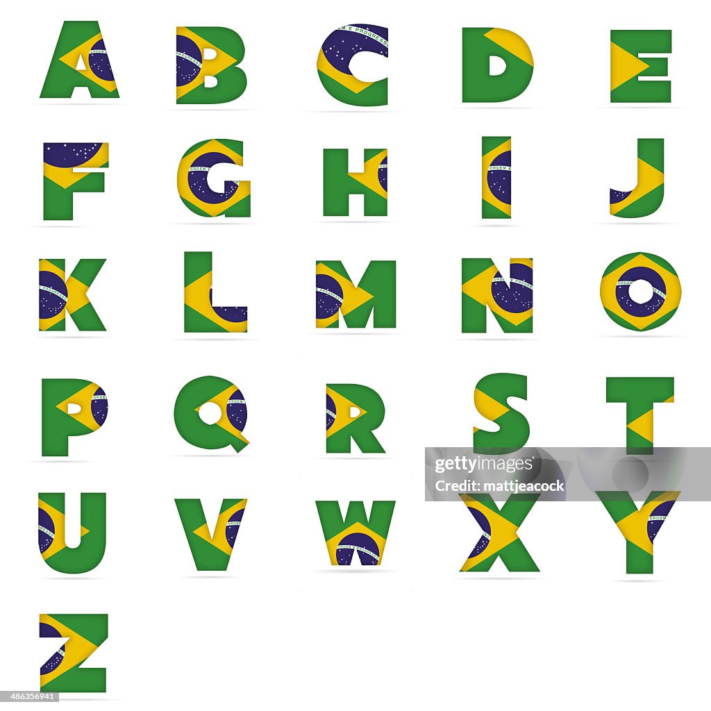 Brazil Large Letters Brazilian Flag Alphabet High-Res Vector Graphic - Getty Images