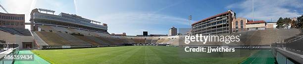 empty folsom field panorama at university of colorado - university of colorado in boulder stock pictures, royalty-free photos & images