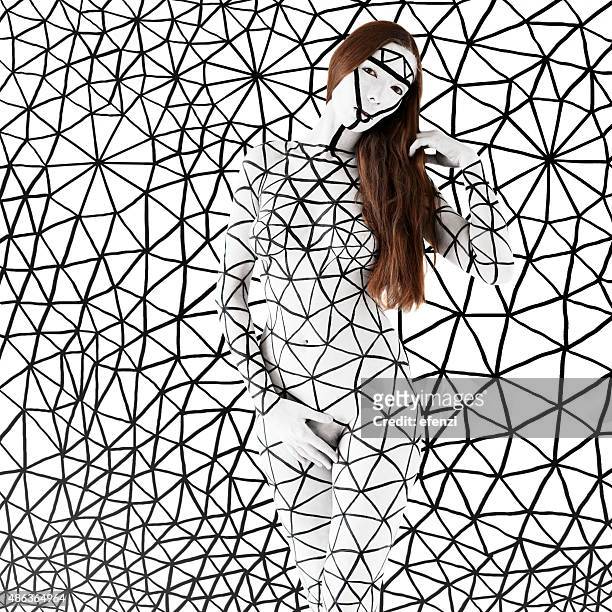 woman among triangles - art modeling studios stock pictures, royalty-free photos & images