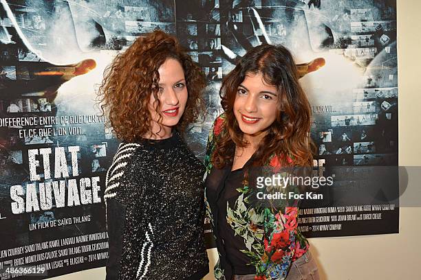Melissa Silveira Sanchez and Donia Eden attend 'L'Etat Sauvage' Paris Premiere at Cinema Arlequin on April 23, 2014 in Paris, France.