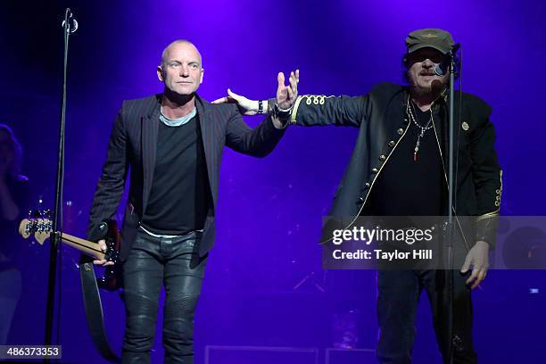 Sting and Zucchero perform at The Theater at Madison Square Garden on April 23, 2014 in New York City.