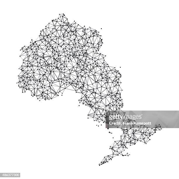 ontario map network black and white - ontario canada stock illustrations