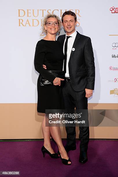 Julia Westlake and Alexander Bommes poses during the Deutscher Radiopreis 2015 at Schuppen 52 on September 3, 2015 in Hamburg, Germany.