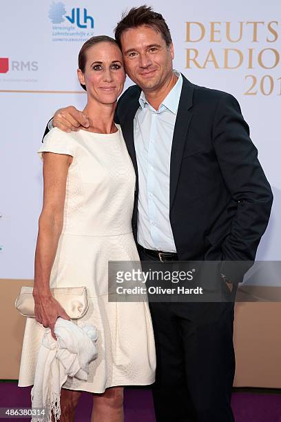 Jessica Boecker and Joerg Boecker poses during the Deutscher Radiopreis 2015 at Schuppen 52 on September 3, 2015 in Hamburg, Germany.