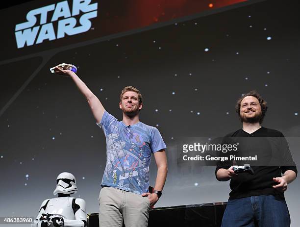 Internet stars Corey Vidal and Martin Glaude during the presentation of the Unboxing of new product line in promotion of Lucasfilm's "Star Wars:...